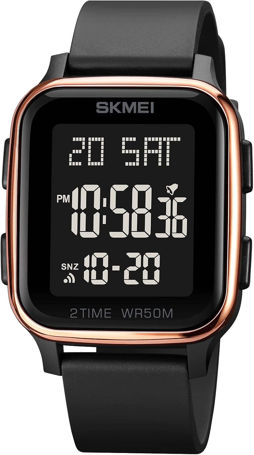 Gosasa Classic Square Face Unisex Women's Men's Digital Multifunction Outdoor Casual Watch Countdown 50M Waterproof Led Light Wristwatch