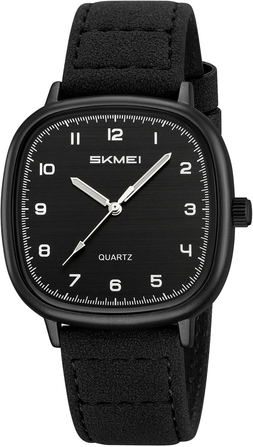 Mens Square Watch for Men Vintage Minimalist Analog Simple Watch | Unisex Watches for Adults, Leather Strap,3ATM Waterproof, Large Face Watch for Women,Classic Daily Wear,Gift for Him Her