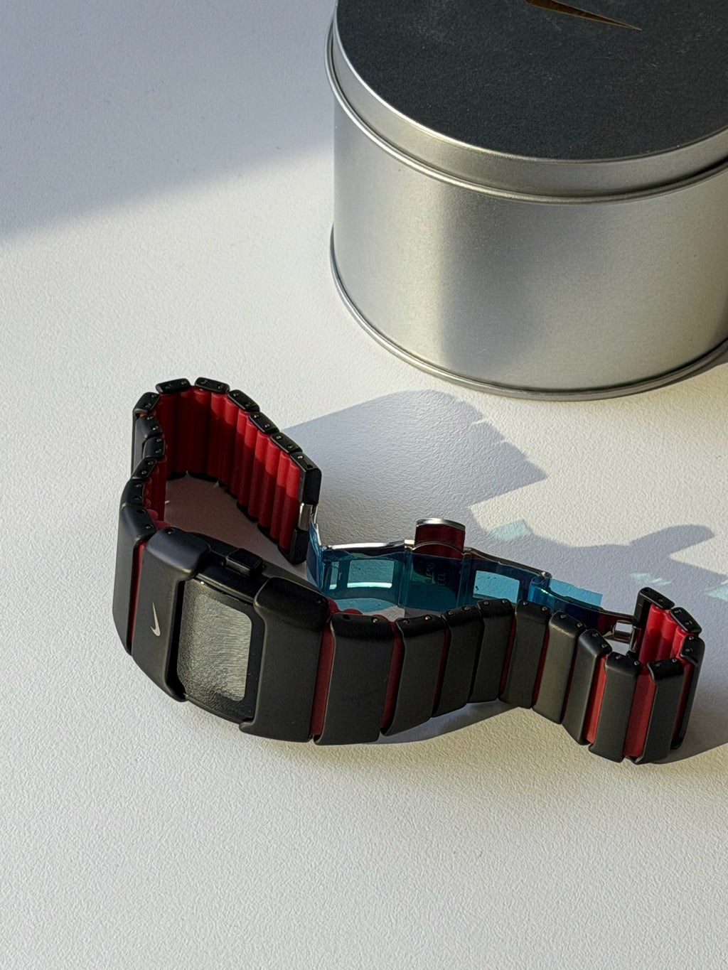 Nike D-Line Matte Black Digital Watch with Red Accents | Retro Y2K Sports Watch | Unisex Streetwear Timepiece