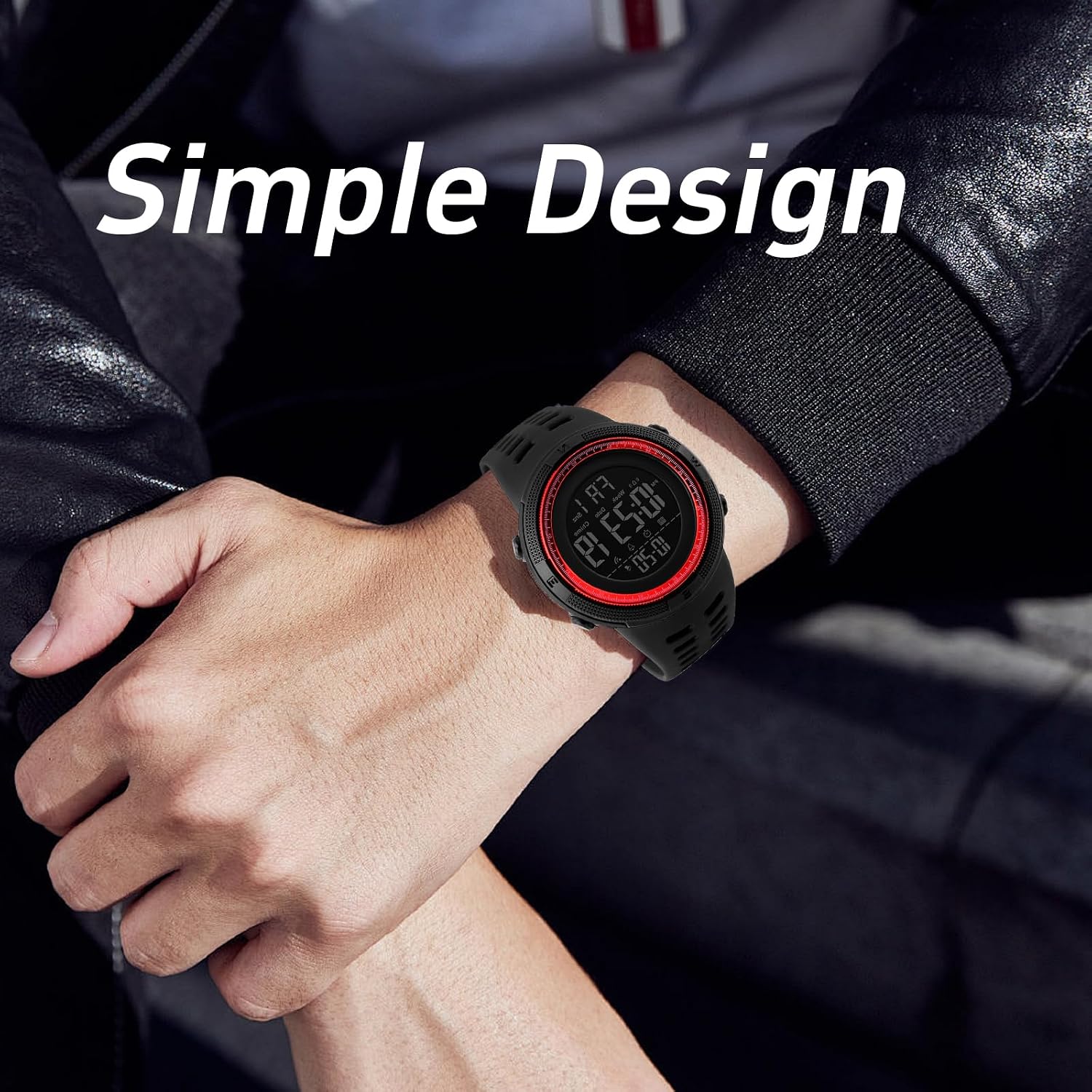 SKMEI Watch for Men,Military Sports Round Digital Watch with Waterproof Led Light Stopwatch Countdown Date Alarms Chronograph