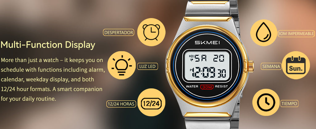 Gosasa Retro Ultra-Thin Digital Watch for Men & Women, 30M Water Resistant | Stainless Steel Design Adds A Business-Casual Look, Quartz Timing Pairs With LED Backlight, Alarm And Stopwatch For Daily Use