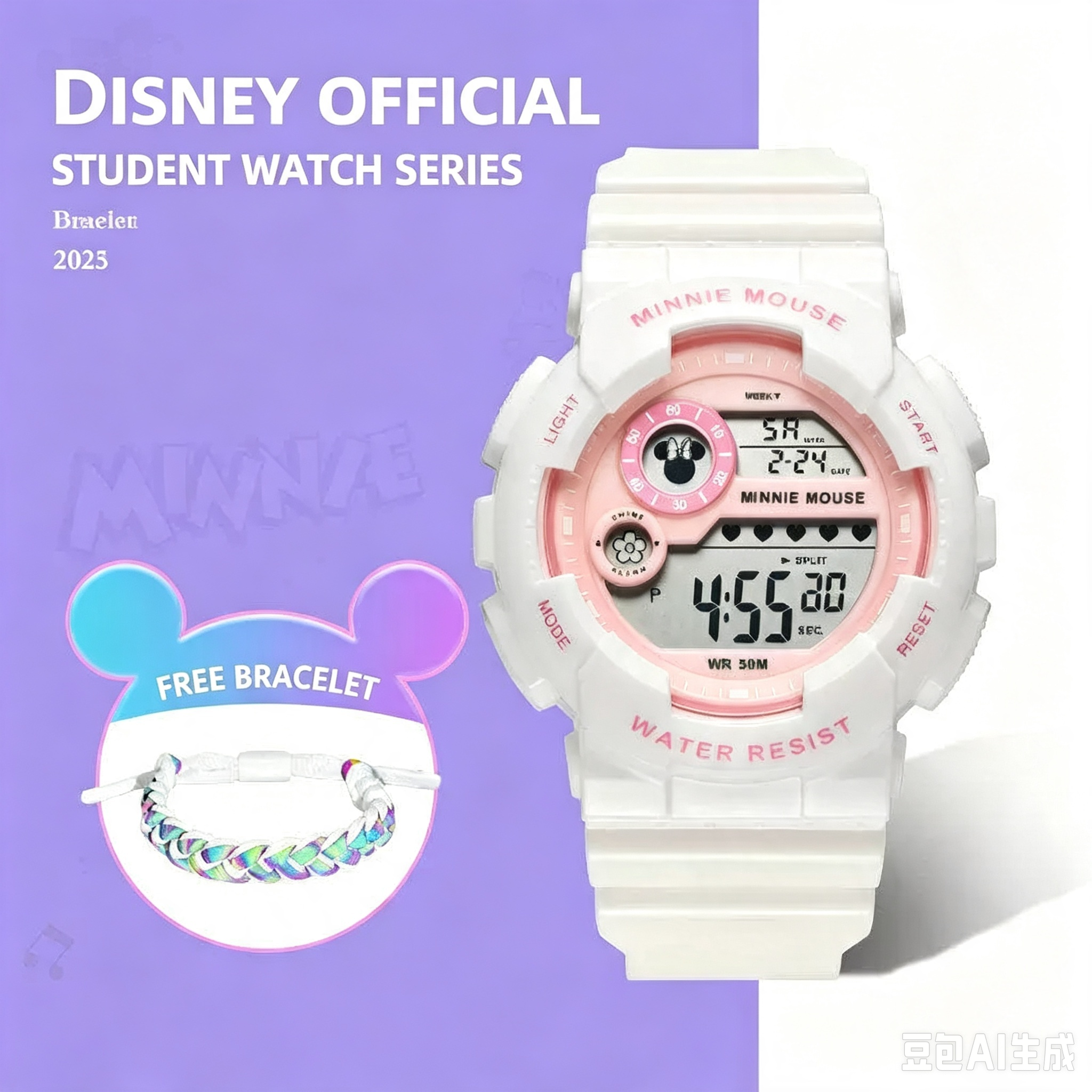 Disney Minnie Girls Watch | Free Bracelet