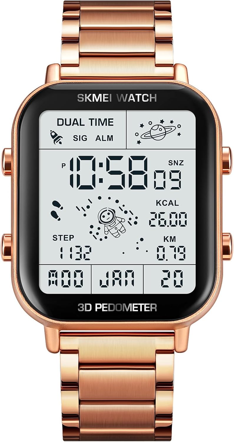 Gosasa Classic Square Face Unisex Women's Men's Digital Multifunction Outdoor Casual Watch Countdown 50M Waterproof Led Light Wristwatch