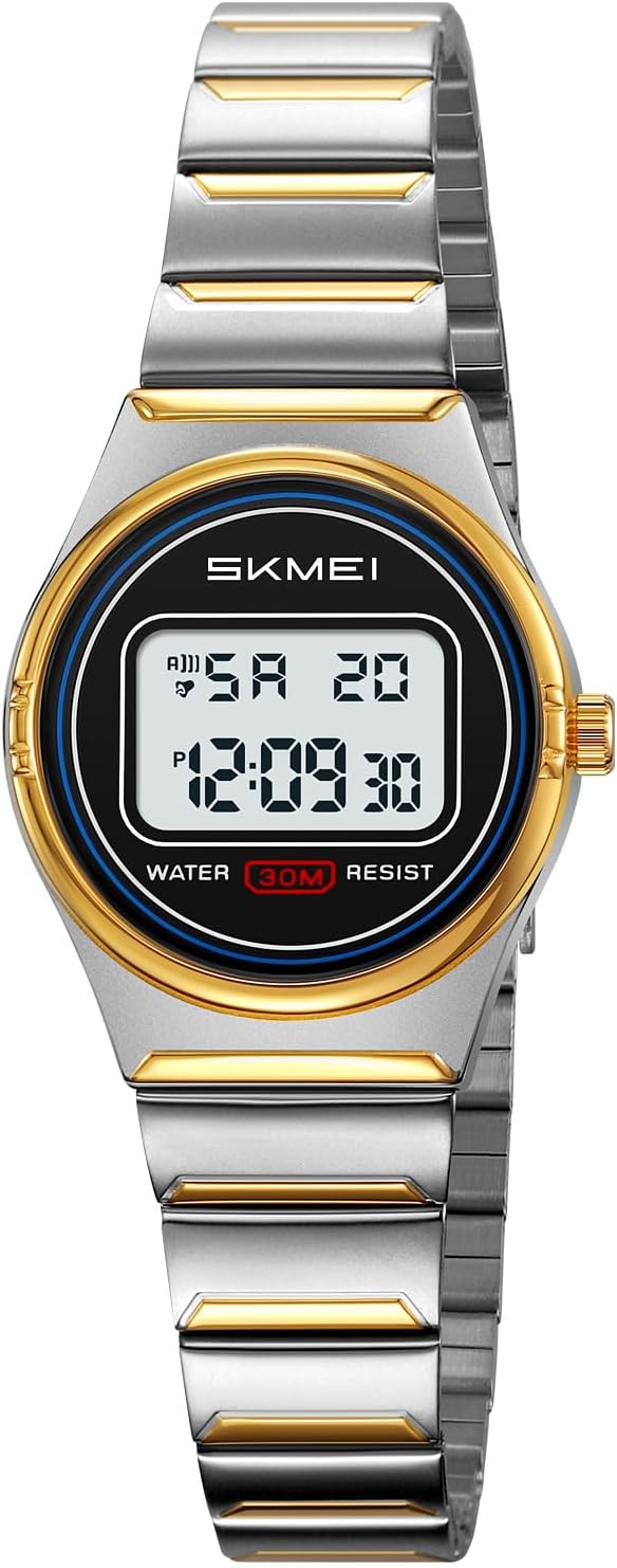 Gosasa Retro Ultra-Thin Digital Watch for Men & Women, 30M Water Resistant | Stainless Steel Design Adds A Business-Casual Look, Quartz Timing Pairs With LED Backlight, Alarm And Stopwatch For Daily Use