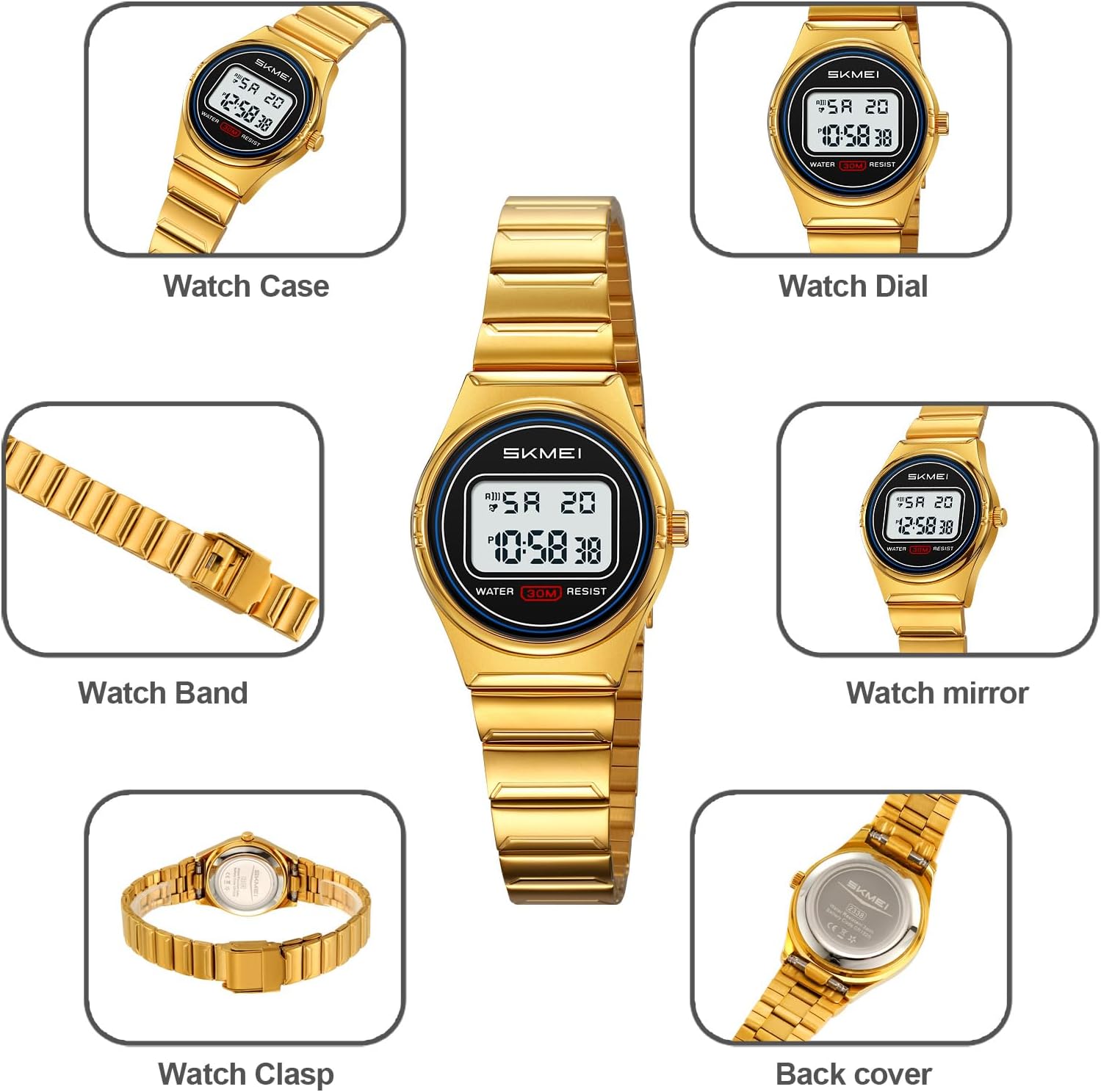 Gosasa Retro Ultra-Thin Digital Watch for Men & Women, 30M Water Resistant | Stainless Steel Design Adds A Business-Casual Look, Quartz Timing Pairs With LED Backlight, Alarm And Stopwatch For Daily Use