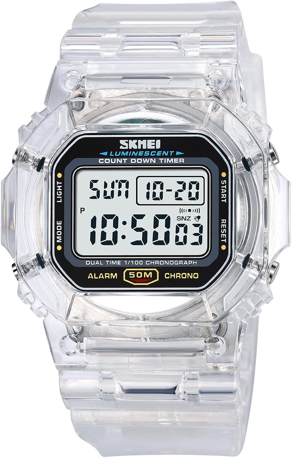 Gosasa Classic Square Face Unisex Women's Men's Digital Multifunction Outdoor Casual Watch Countdown 50M Waterproof Led Light Wristwatch