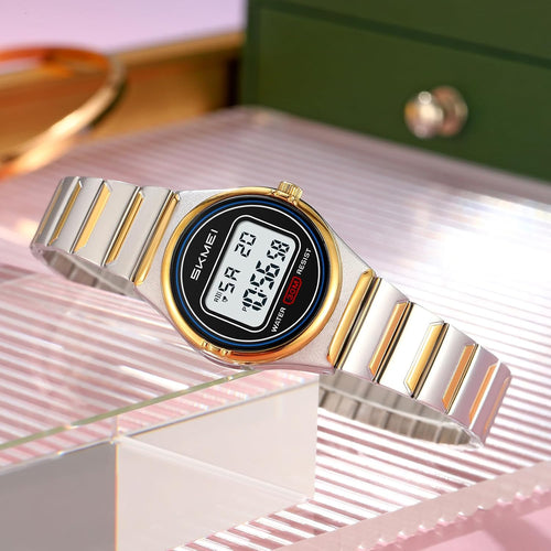 Gosasa Retro Ultra-Thin Digital Watch for Men & Women, 30M Water Resistant | Stainless Steel Design Adds A Business-Casual Look, Quartz Timing Pairs With LED Backlight, Alarm And Stopwatch For Daily Use