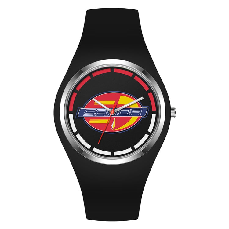 SANDA 6077 Simple Icon Round Dial Ladies Silicone Strap Quartz Watch