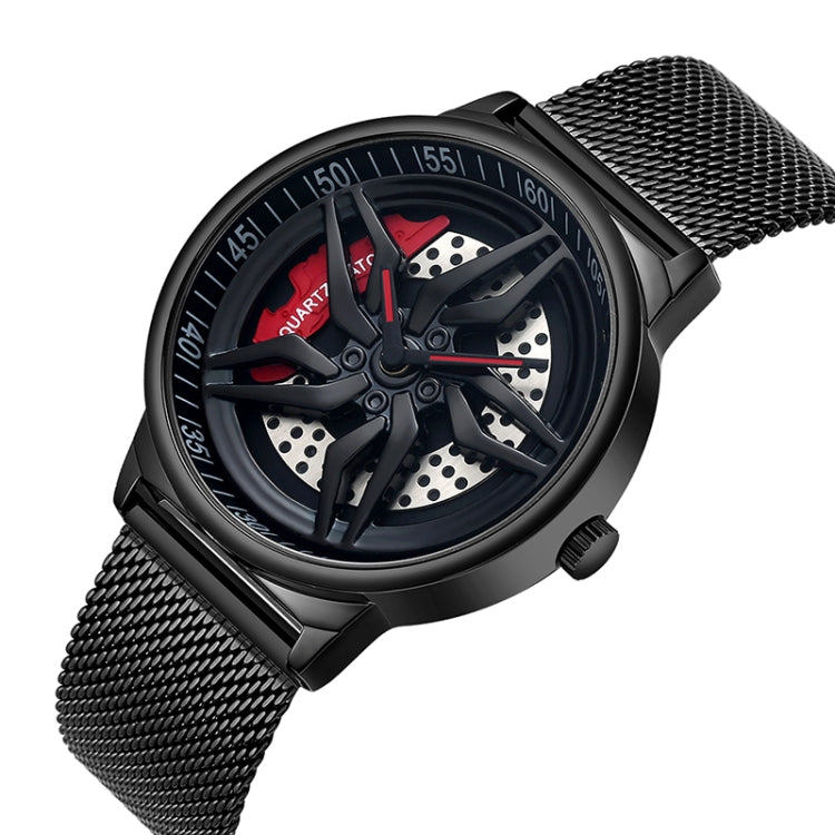 SANDA 1062 360 Degree Hollow Spinning Dial Mesh Strap Quartz Watch for Men, 1062 Mesh Strap