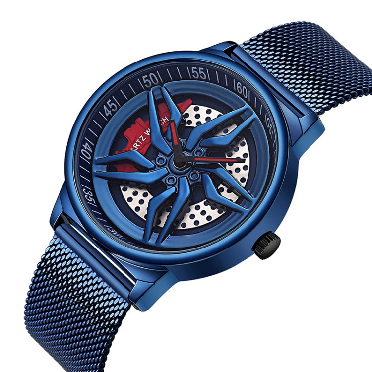 SANDA 1062 360 Degree Hollow Spinning Dial Mesh Strap Quartz Watch for Men, 1062 Mesh Strap