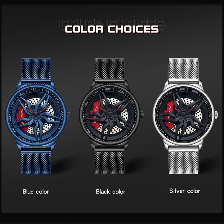 SANDA 1062 360 Degree Hollow Spinning Dial Mesh Strap Quartz Watch for Men, 1062 Mesh Strap