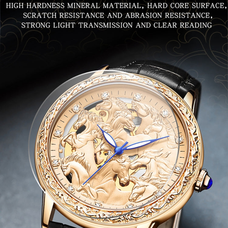 SANDA 7011 Leather Strap Luminous Waterproof Mechanical Watch