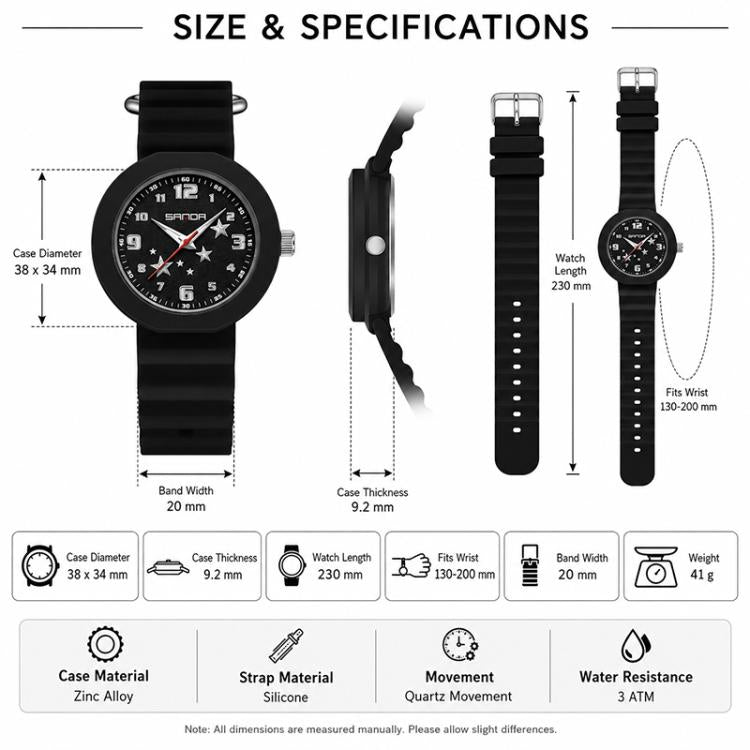 SANDA 9123 3ATM Water-Resistant Luminous Stylish Student Watch