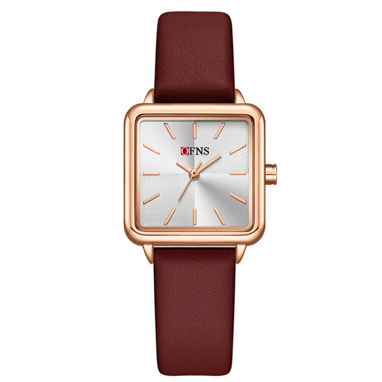 SANDA 1316 Ladies 3ATM Waterproof Alloy Case Quartz Watch, Leather-Black, Leather-Pink, Leather-Grey, Leather-Blue, Leather-White, Leather-Red