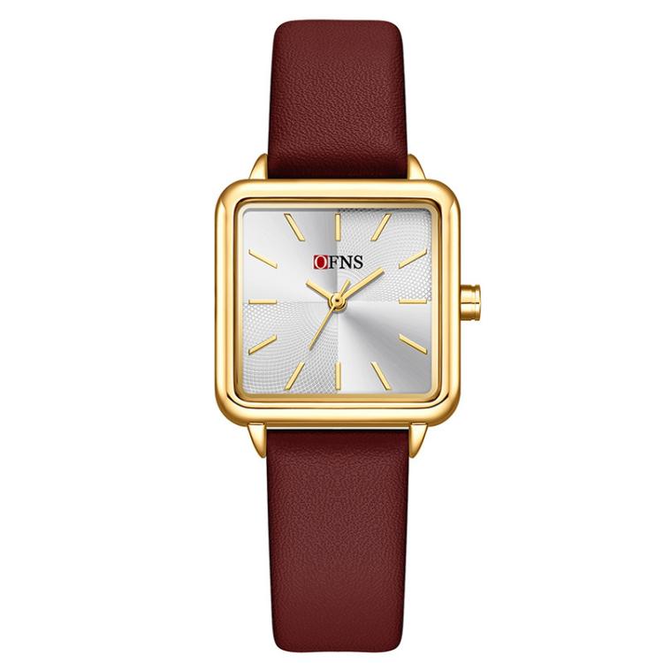 SANDA 1316 Ladies 3ATM Waterproof Alloy Case Quartz Watch, Leather-Black, Leather-Pink, Leather-Grey, Leather-Blue, Leather-White, Leather-Red