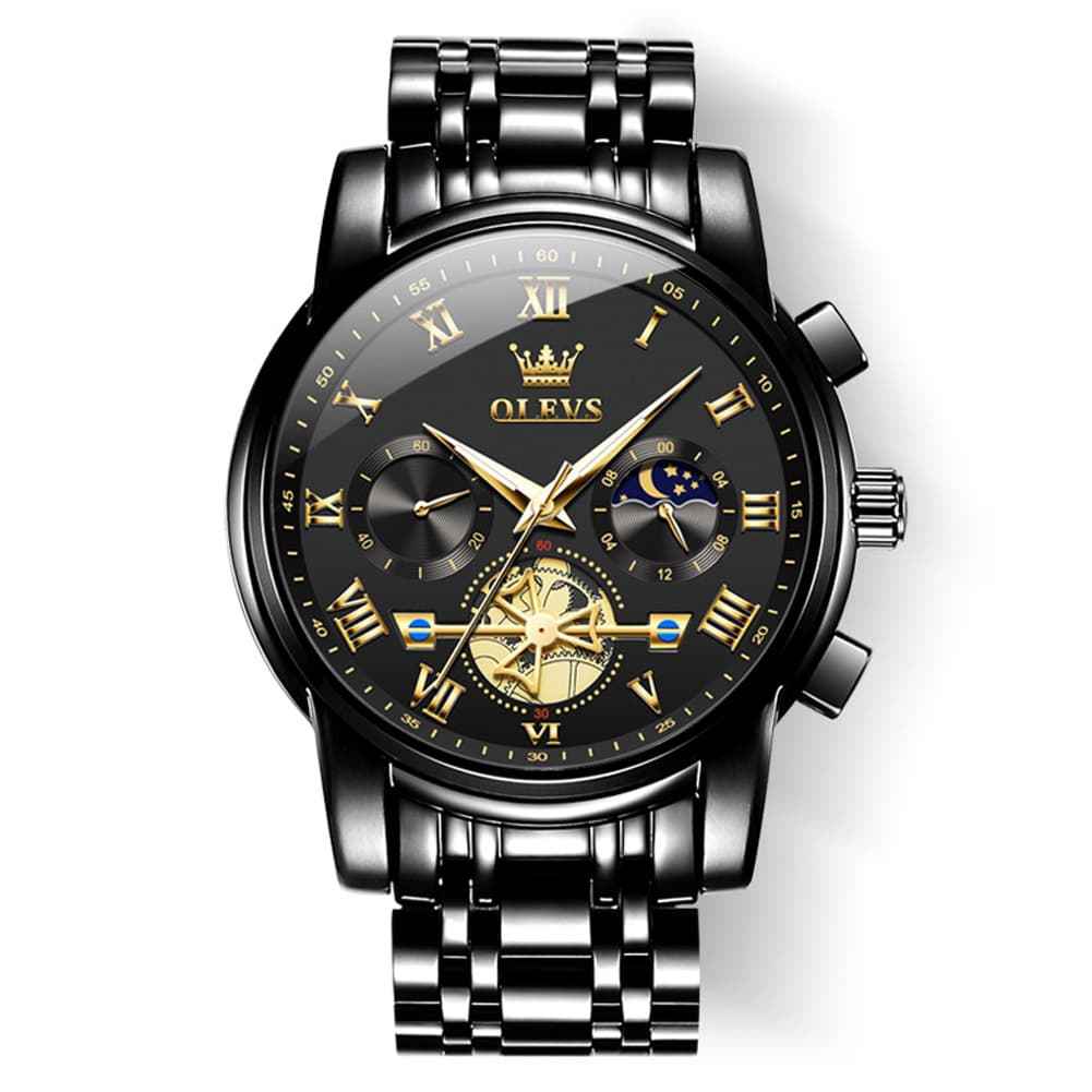 "The Voyager" Chronograph Watch | Sun & Moon Phase & Wheel Design
