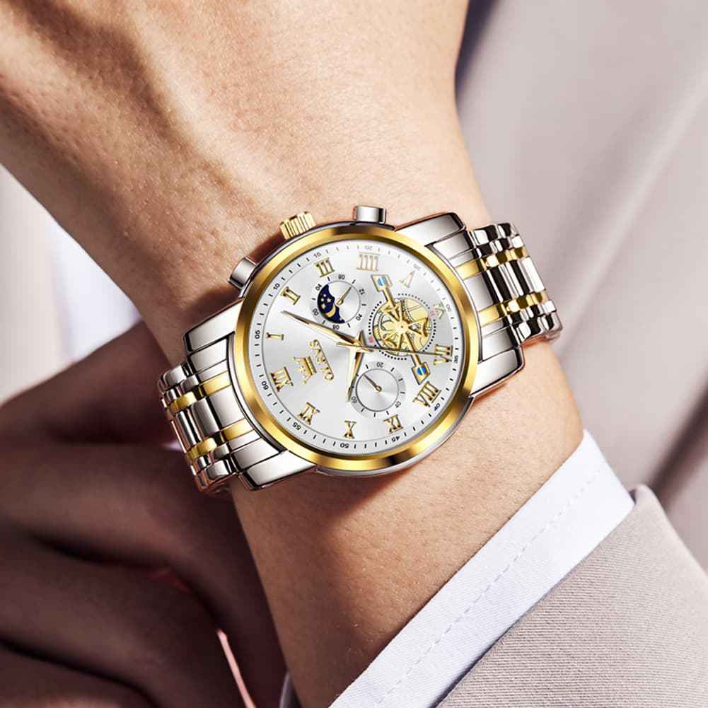 "The Voyager" Chronograph Watch | Sun & Moon Phase & Wheel Design