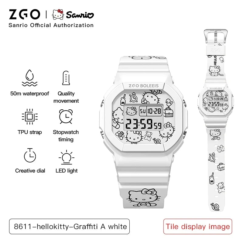 ZGO x Sanrio Hello Kitty Women's Watches Electronic Watch Sports Wristwatch Waterproof