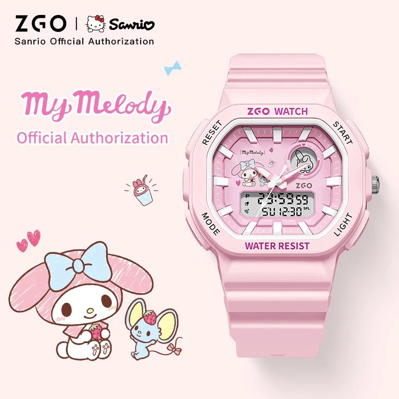 ZGO X Sanrio My Melody New Electronic Watch Dual Display Waterproof