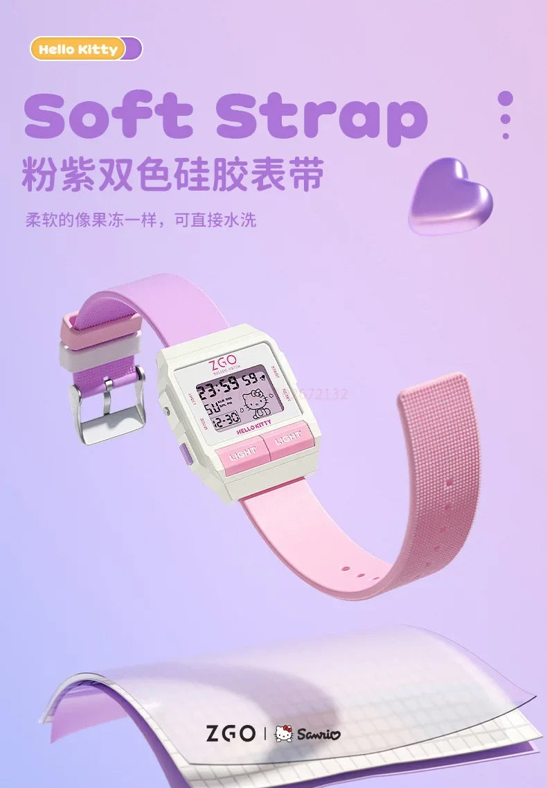 Original Sanrio Joint Zgo Kuromi Cinnamoroll Anime Cute Watches Waterproof Luminous Kawaii Sports Quartz Watch Chrismas Gifts