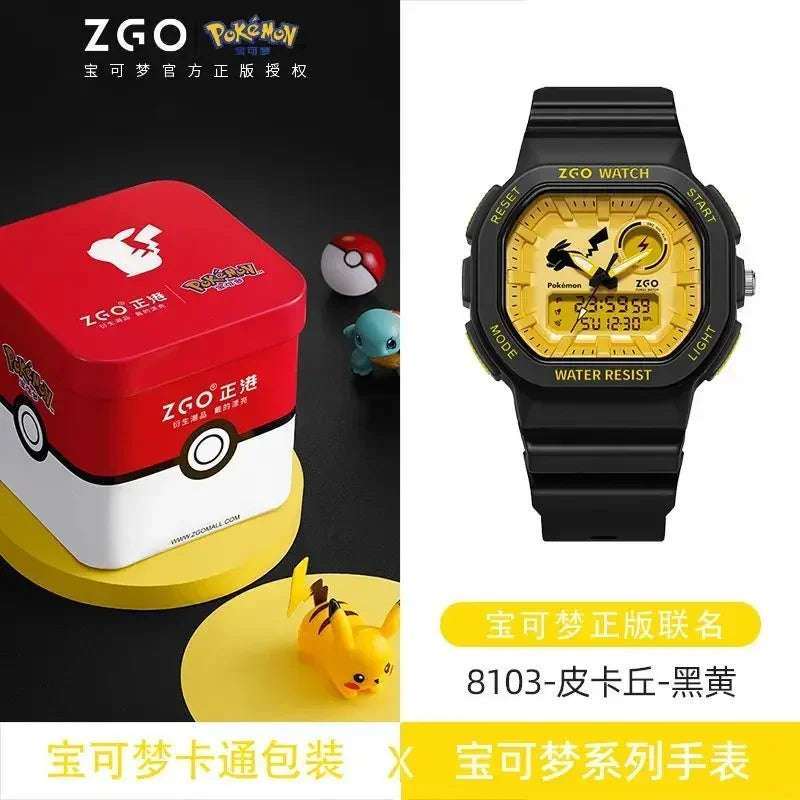 ZGO Co-branded Anime Series Watch Men's Sports Waterproof Student Trend Pikachu Quartz Electronic Watch Gifts