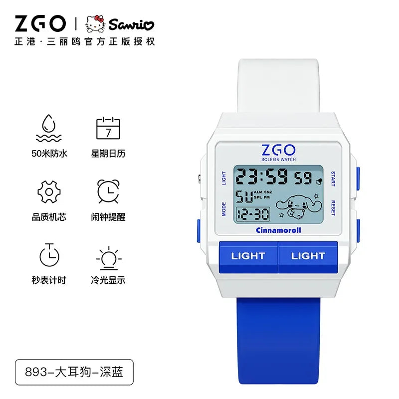 Original Sanrio Joint Zgo Kuromi Cinnamoroll Anime Cute Watches Waterproof Luminous Kawaii Sports Quartz Watch Chrismas Gifts