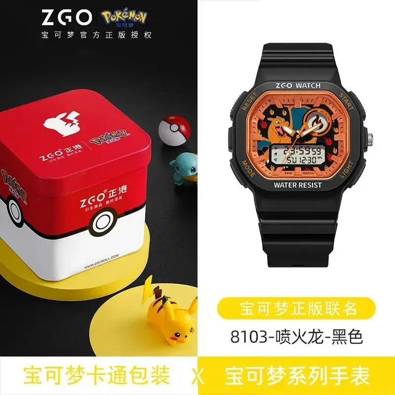 ZGO Co-branded Anime Series Watch Men's Sports Waterproof Student Trend Pikachu Quartz Electronic Watch Gifts
