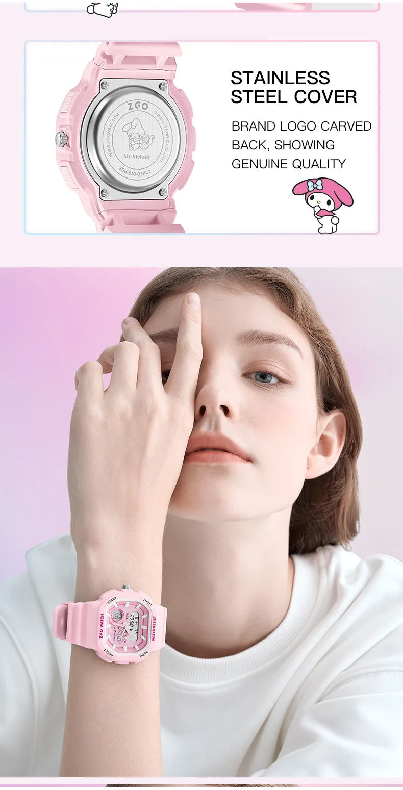 ZGO X Sanrio My Melody New Electronic Watch Dual Display Waterproof
