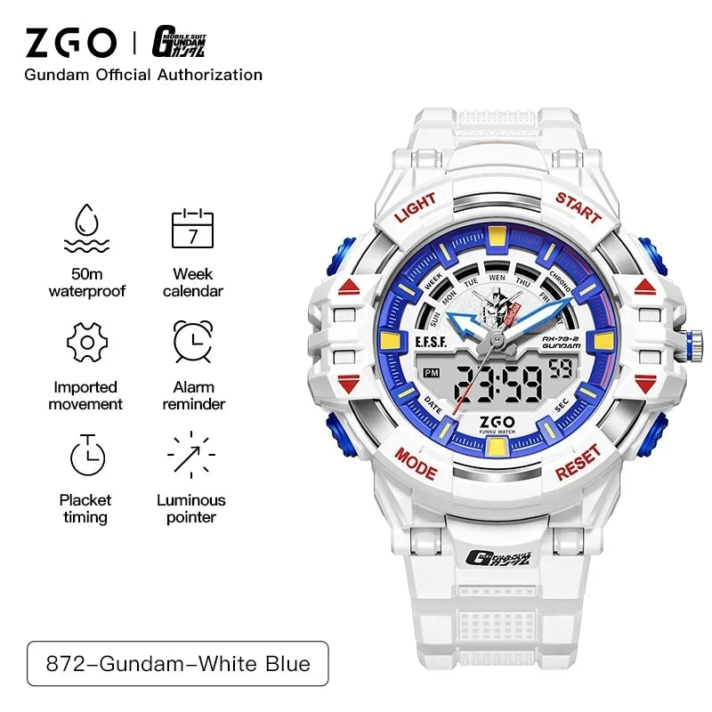 ZGO X Gundam Kids Watch Mechanical Waterproof Sports Electronic Digital Watches For Middle School Student Teenage Boys