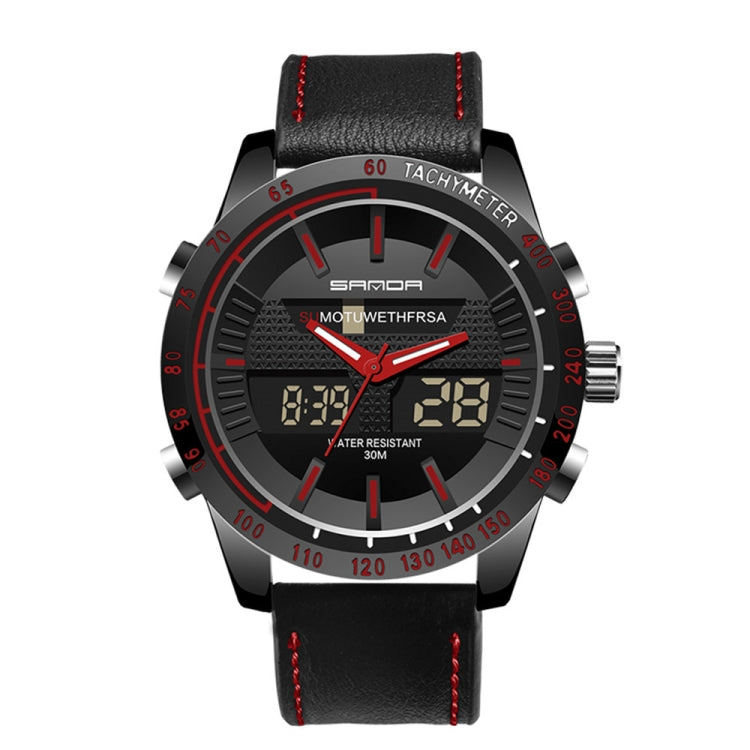 SANDA 774 Men Belt Watch Dual Display Multi Function Sports Electronic Watch Fashion Trend Leisure Waterproof Luminous Watch