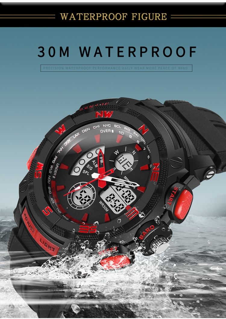 SANDA 775 Watch Male Electronic Watch Adult Middle School Students Youth Multi Functional Sports Water Proof Trend Double Watch