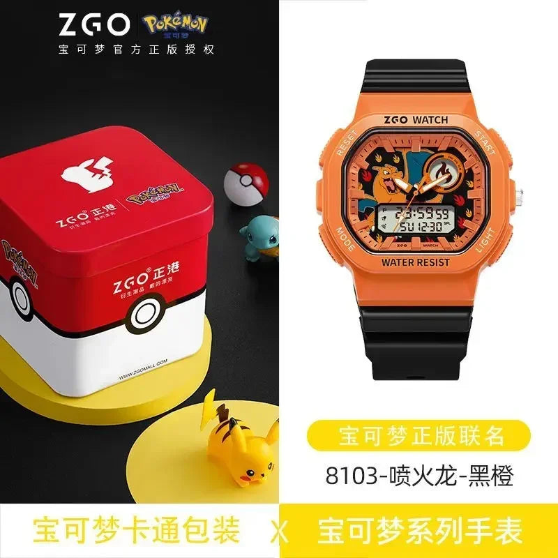 ZGO Co-branded Anime Series Watch Men's Sports Waterproof Student Trend Pikachu Quartz Electronic Watch Gifts