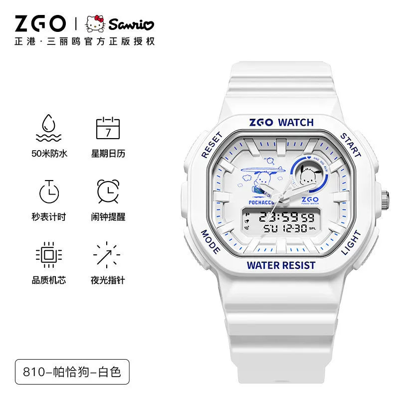 ZGO X Sanrio My Melody New Electronic Watch Dual Display Waterproof