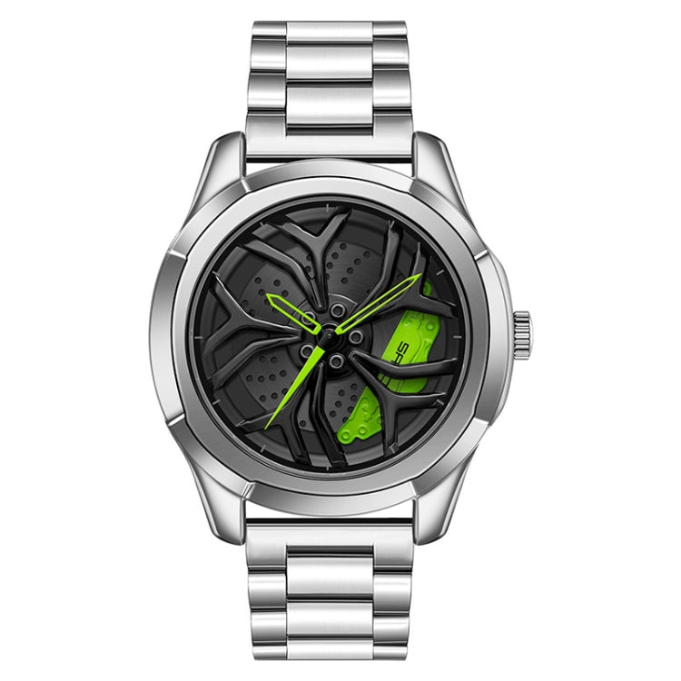 SANDA P1065 Wheel Series Casual Steel Band Quartz Watch For Men, For Men Blue Red, For Men Black Red, For Men Silver Red, For Men Blue Green, For Men Black Green, For Men Silver Green