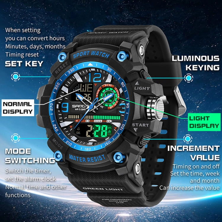 SANDA Large Dial Electronic Watch Multi-function Outdoor Sports Watch