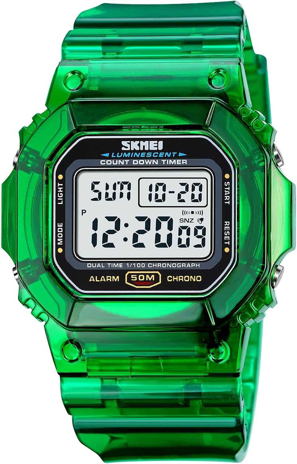 Gosasa Classic Square Face Unisex Women's Men's Digital Multifunction Outdoor Casual Watch Countdown 50M Waterproof Led Light Wristwatch
