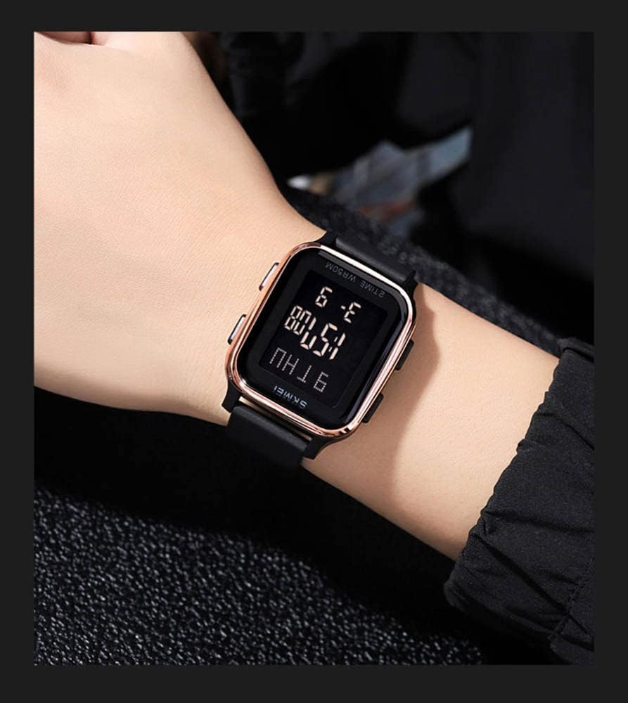 Gosasa Classic Square Face Unisex Women's Men's Digital Multifunction Outdoor Casual Watch Countdown 50M Waterproof Led Light Wristwatch