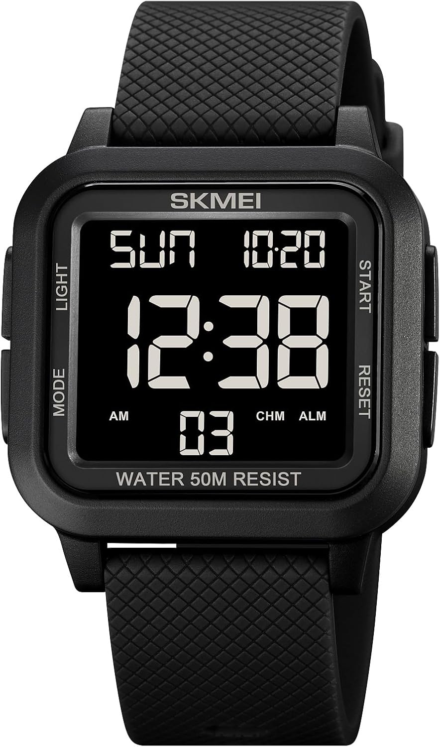 SKMEI Watches for Men,Military Square Ultra-Thin Digital Women Watch with Dual Time 50M Waterproof LED Light Alarm Stopwatch Unisex Sports Watch