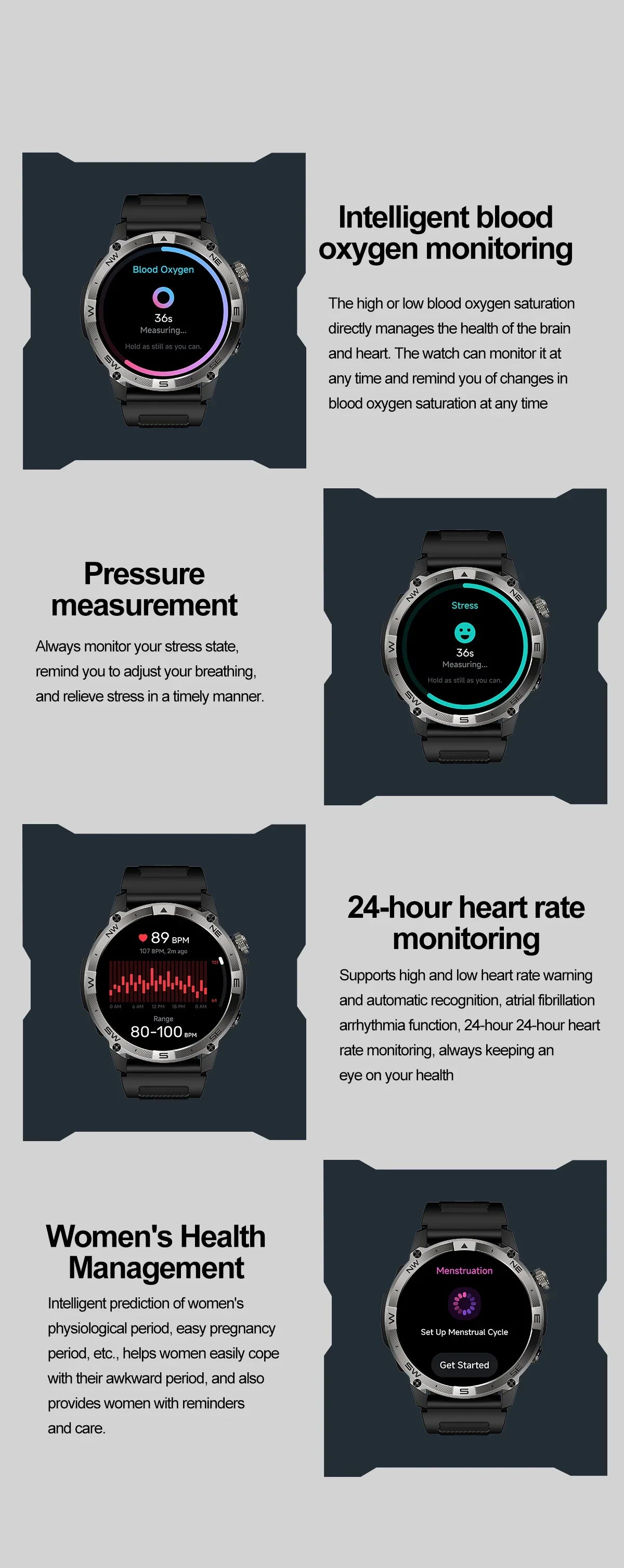 AMOLED Smart Watch - North Edge - GPS Smartwatch