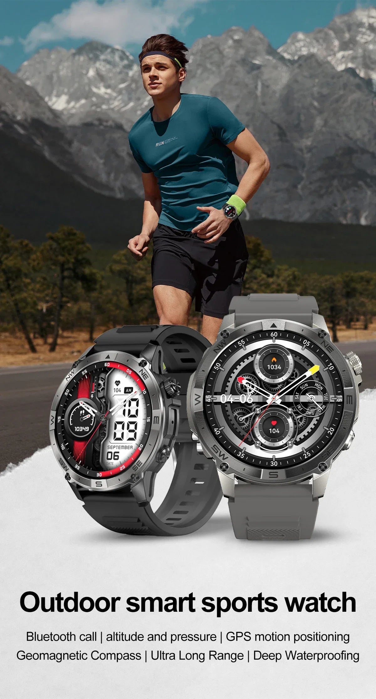 AMOLED Smart Watch - North Edge - GPS Smartwatch
