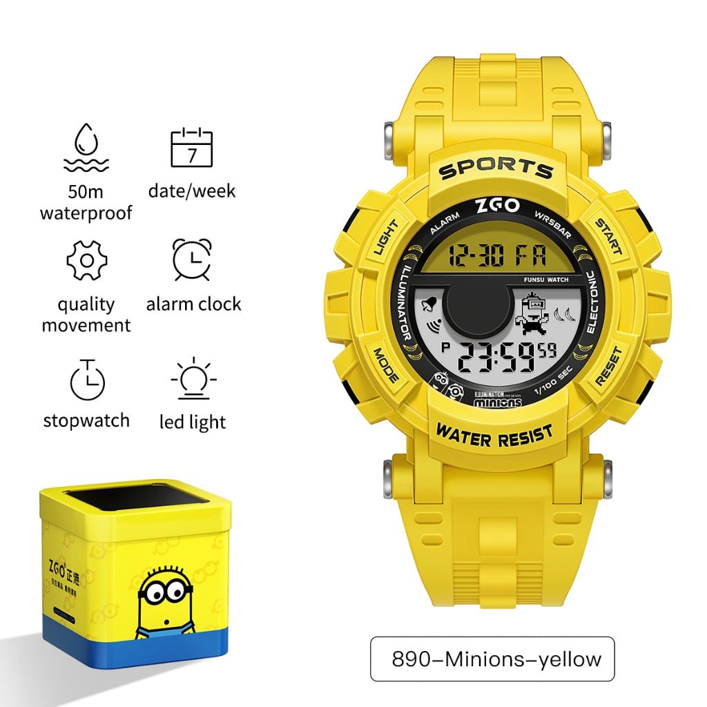 ZGO Co Branded Minions Sports Multi Functional Electronic Watch
