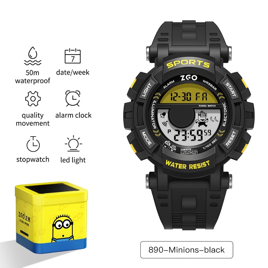 ZGO Co Branded Minions Sports Multi Functional Electronic Watch